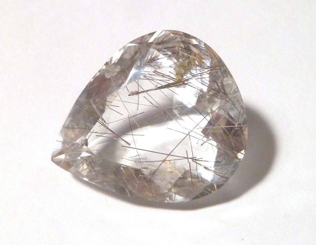 7x6.7mm Pear Natural Needles Rutile Quartz Gemstone, Brazil 39.30cts