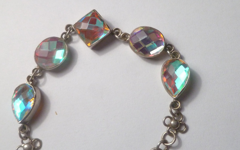 Minimalist BLUE TOPAZ bracelet Sterling Silver 925 7" inside