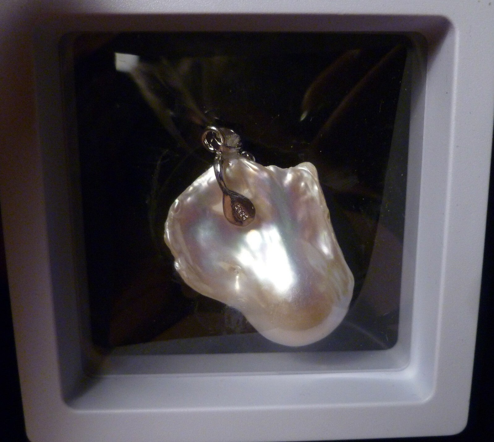 LARGE Metallic White Baroque Cultured Freshwater Pearl Enhancer Sterling Silver