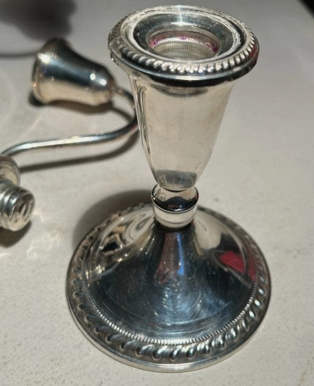 Pair of Sterling Silver Duchin Creation Convertible Three Light Candelabra 936g