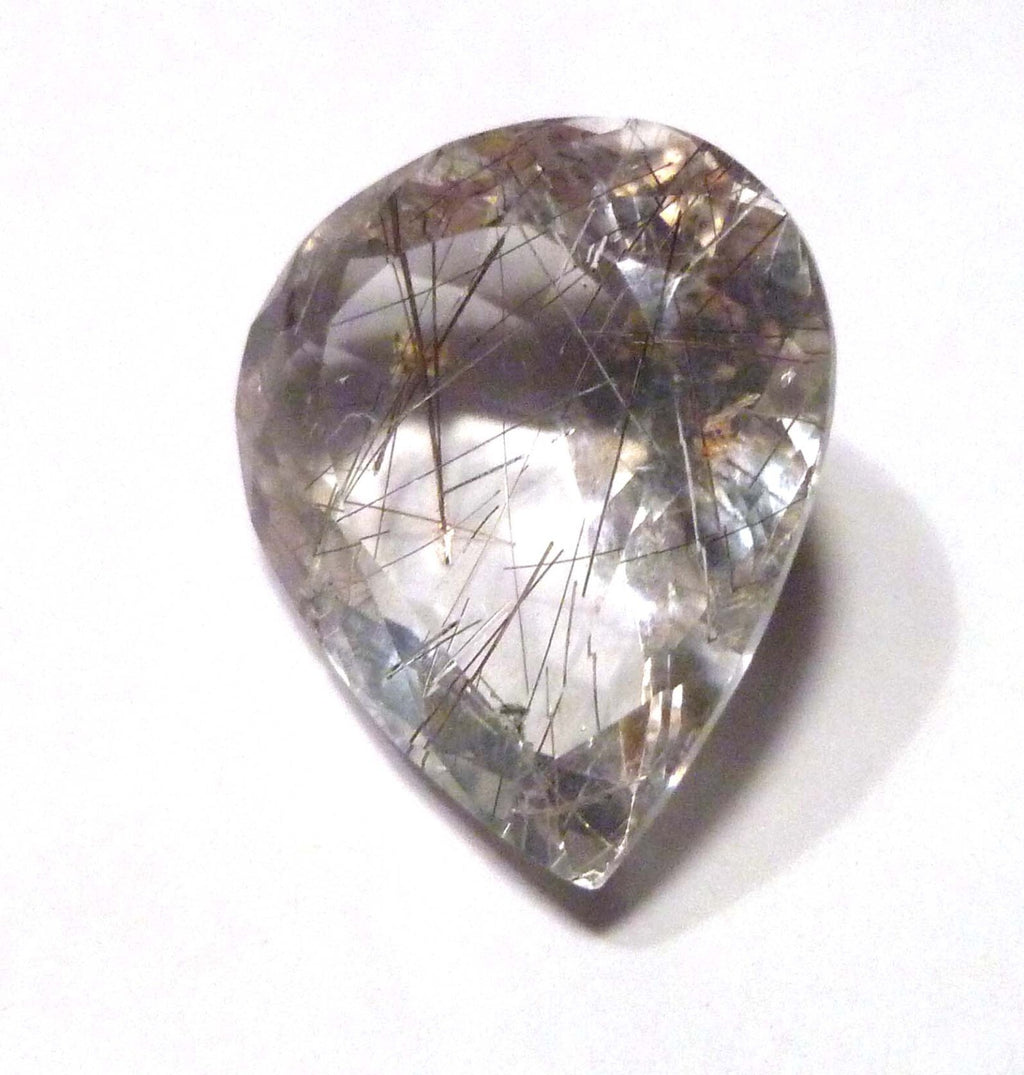 7x6.7mm Pear Natural Needles Rutile Quartz Gemstone, Brazil 39.30cts
