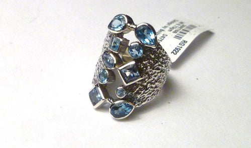 2.6 Carat Genuine SWISS BLUE TOPAZ .925 SILVER RING Sz7