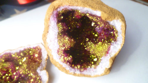 3.5" Purple Gold Geode Sugar Crystal