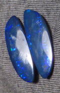 Australian BLACK Boulder Opal Pair 4Earrings 19.75ct Queensland Natural 33x11mm