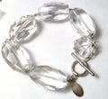Minimalist Deb Guyot Sterling Silver Chunky Clear FACETED Quartz Bead Bracelet