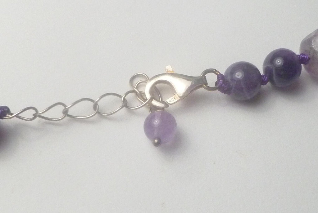 19mm Faceted Amethyst Bead Necklace Sterling 20"