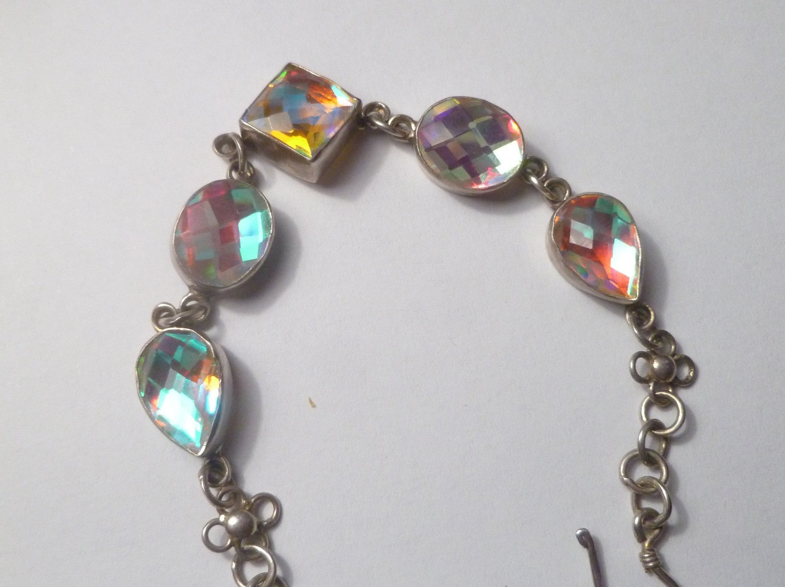 Minimalist BLUE TOPAZ bracelet Sterling Silver 925 7" inside