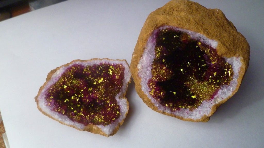 3.5" Purple Gold Geode Sugar Crystal
