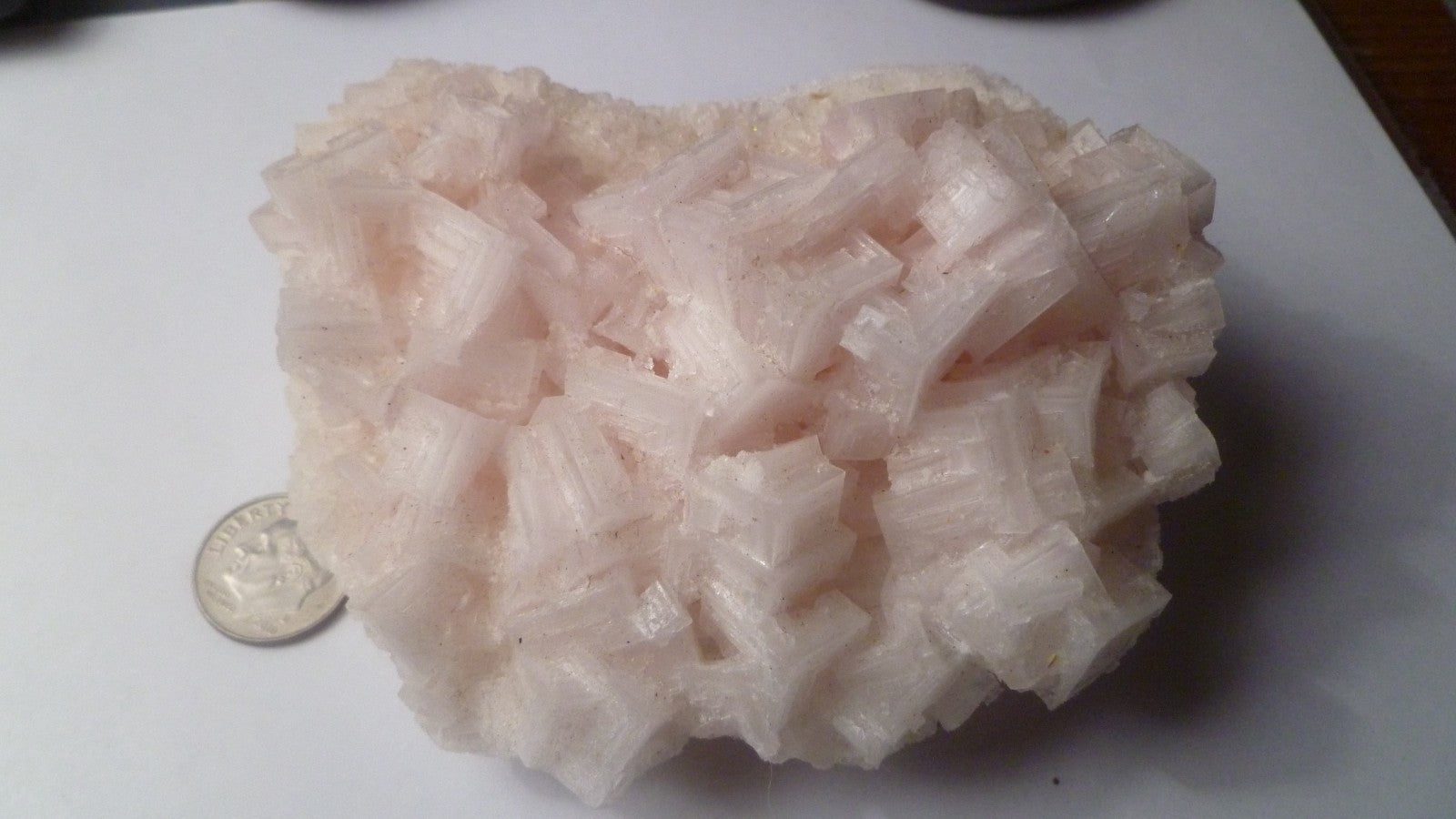 Pink Halite Crystal 4" x 3" Cluster Salt Specimen Owens Lake Trona California