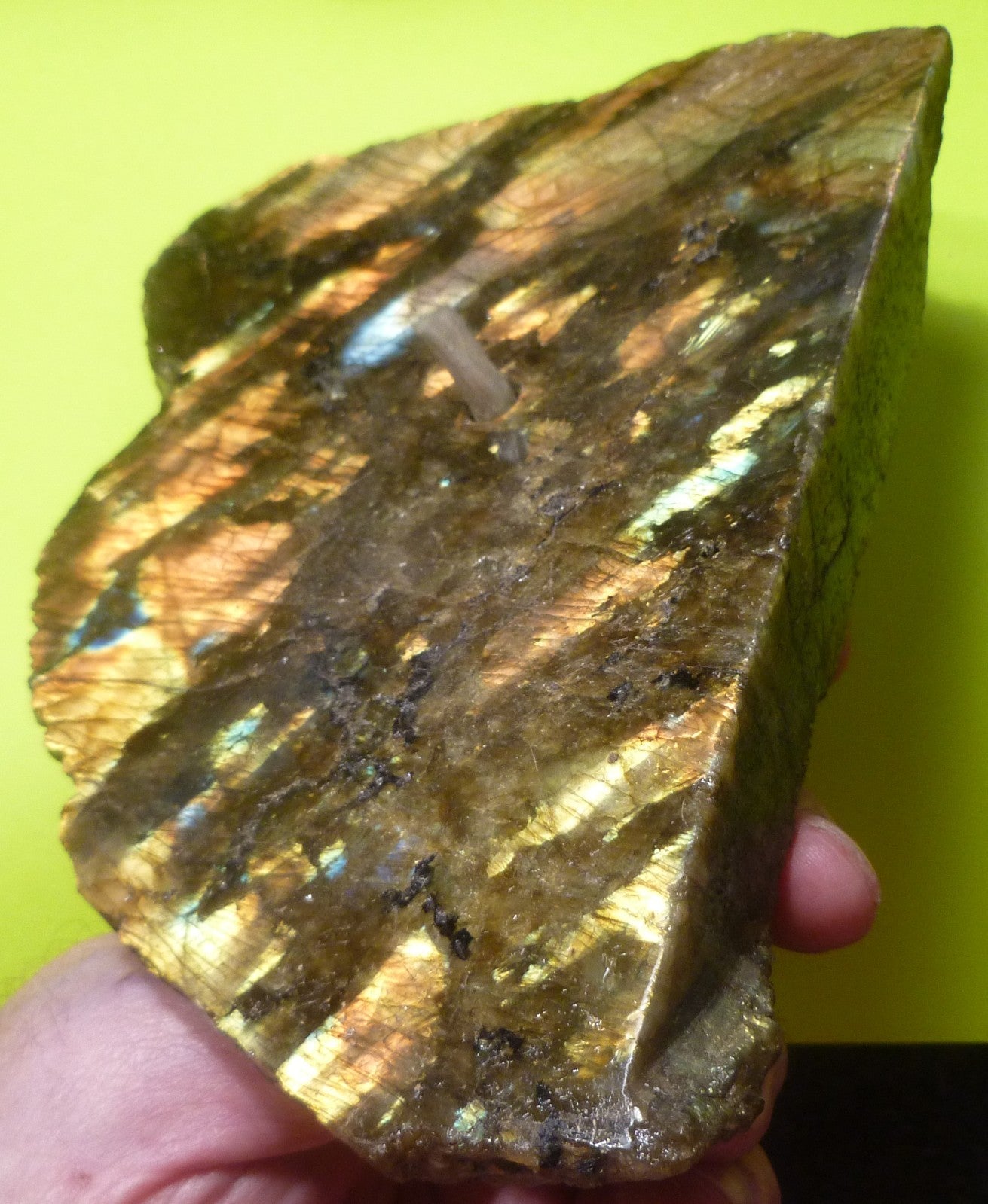 Labradorite Slab Patio Lamp  6.25" w/Wick, Oil, Funnel for Refilling