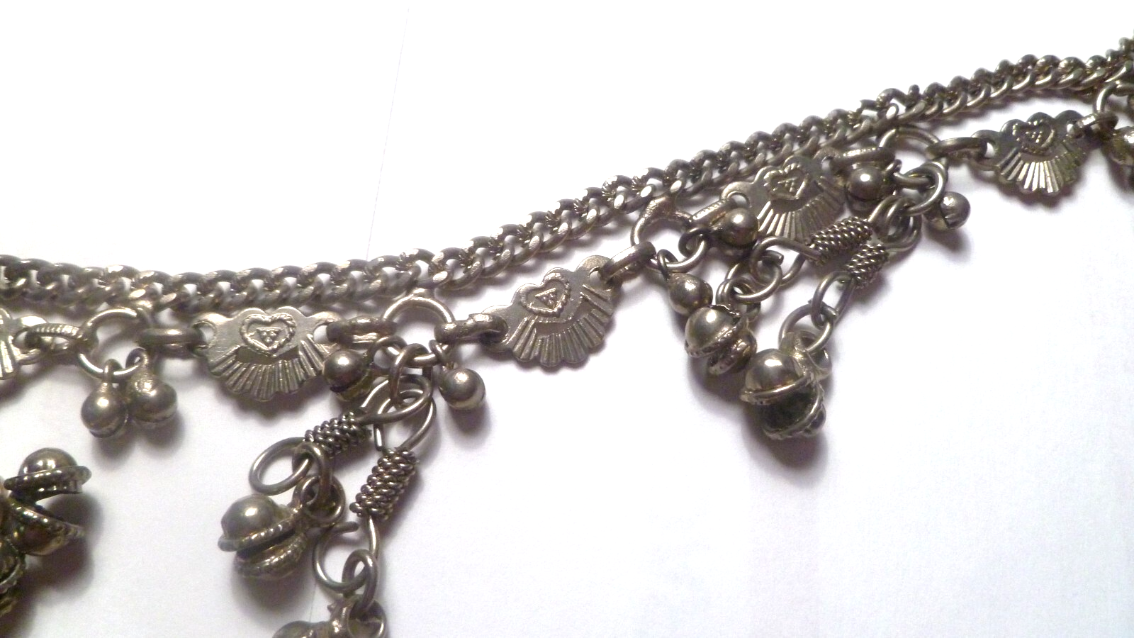 VINTAGE GYPSY HIPPIE BELLY DANCER CIRCLE BALL BEADED TASSEL 30" CHAIN BELT!