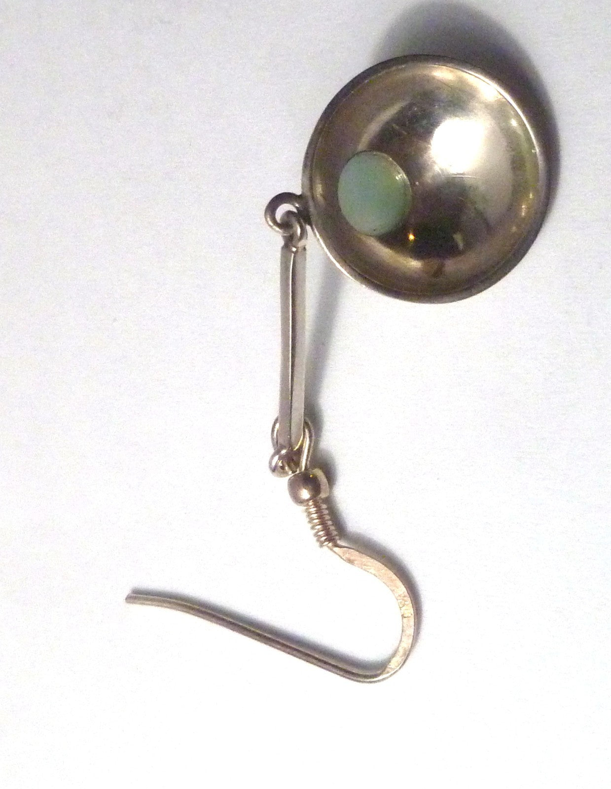 Sterling Silver Earrings Aquamarine Chalcedony Gemstone 2.25"