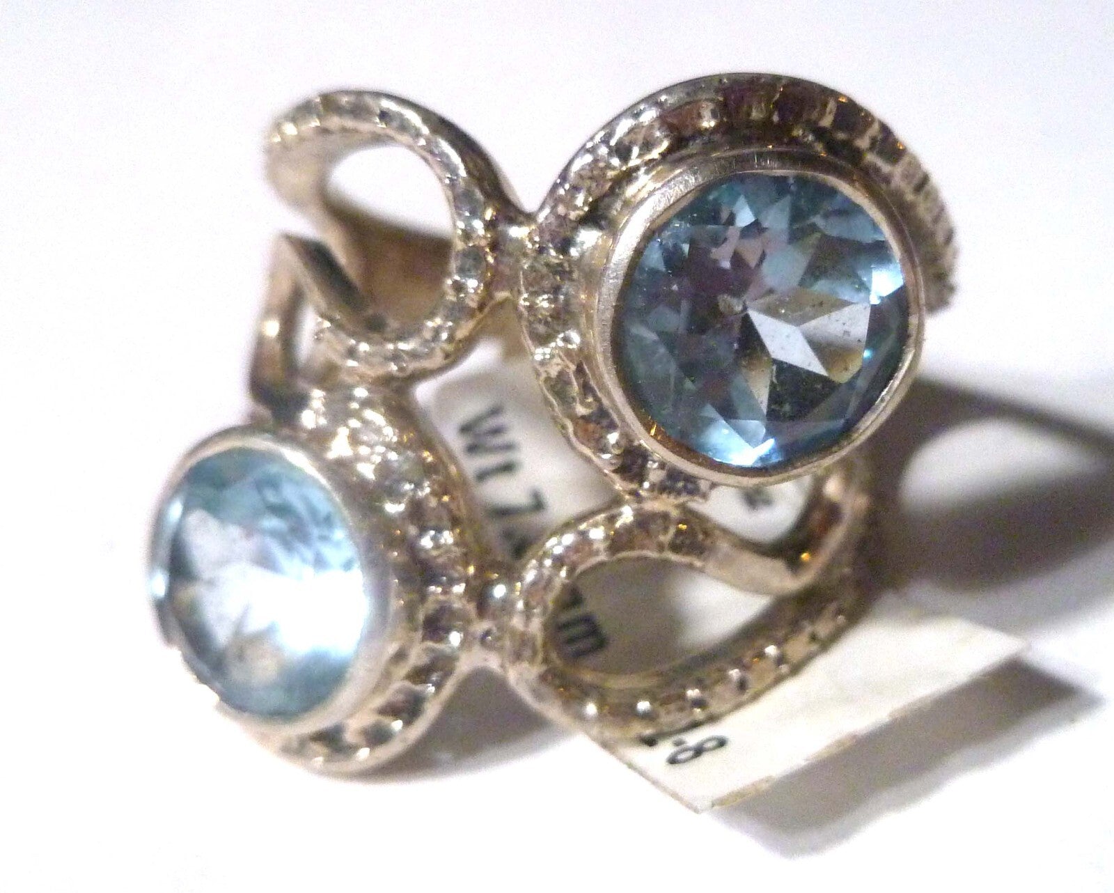 Blue TOPAZ RING Sterling Silver .925 Size 8 Double Topaz