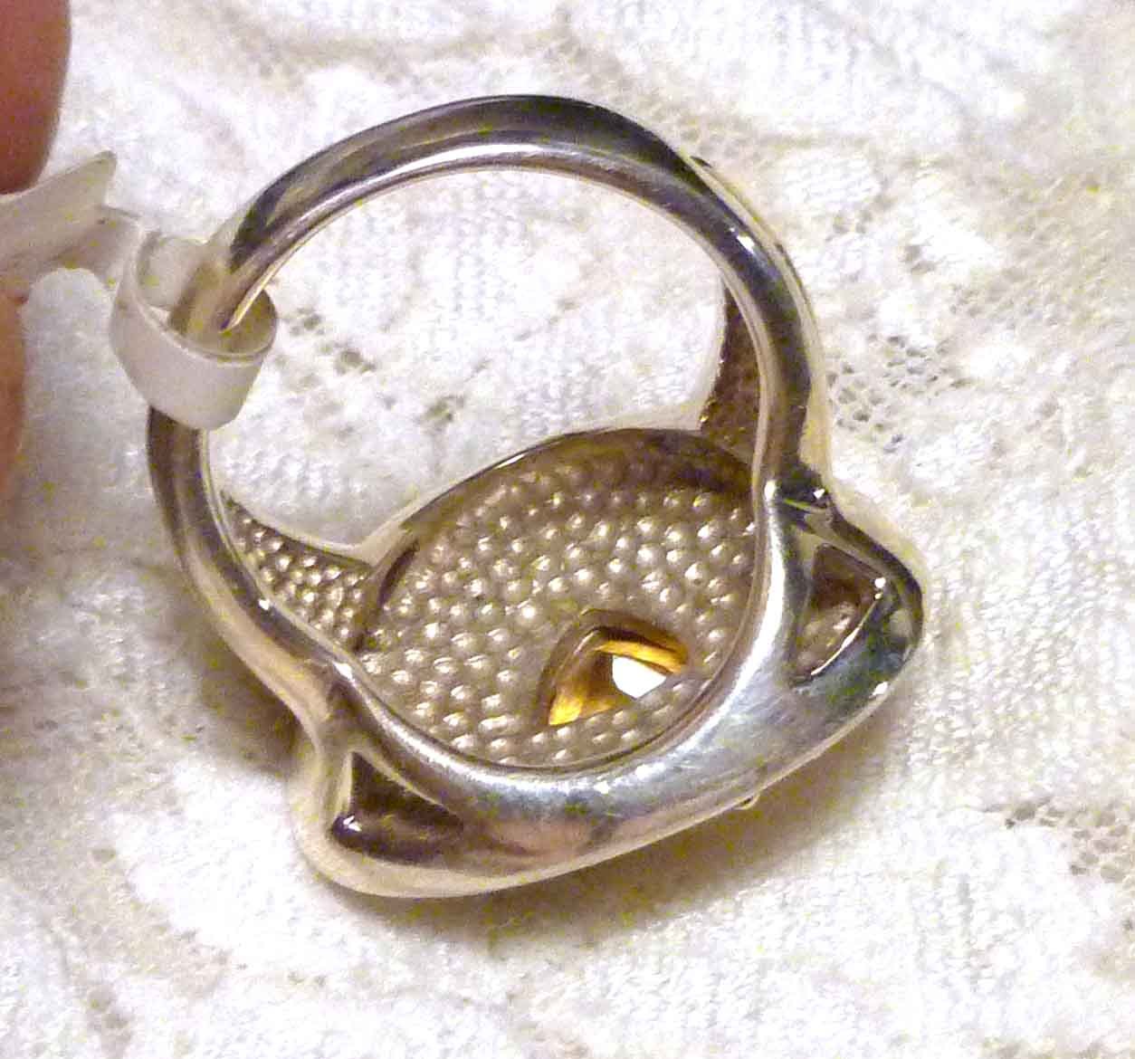 9mm Natural Trillion Citrine 5.71cts Sterling SILVER .925 Brass Accent RING Sz 8