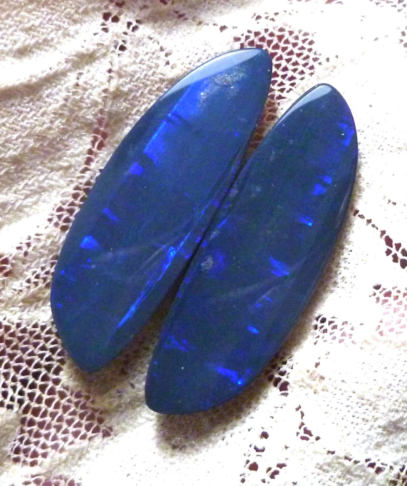 Australian BLACK Boulder Opal Pair 4Earrings 19.75ct Queensland Natural 33x11mm
