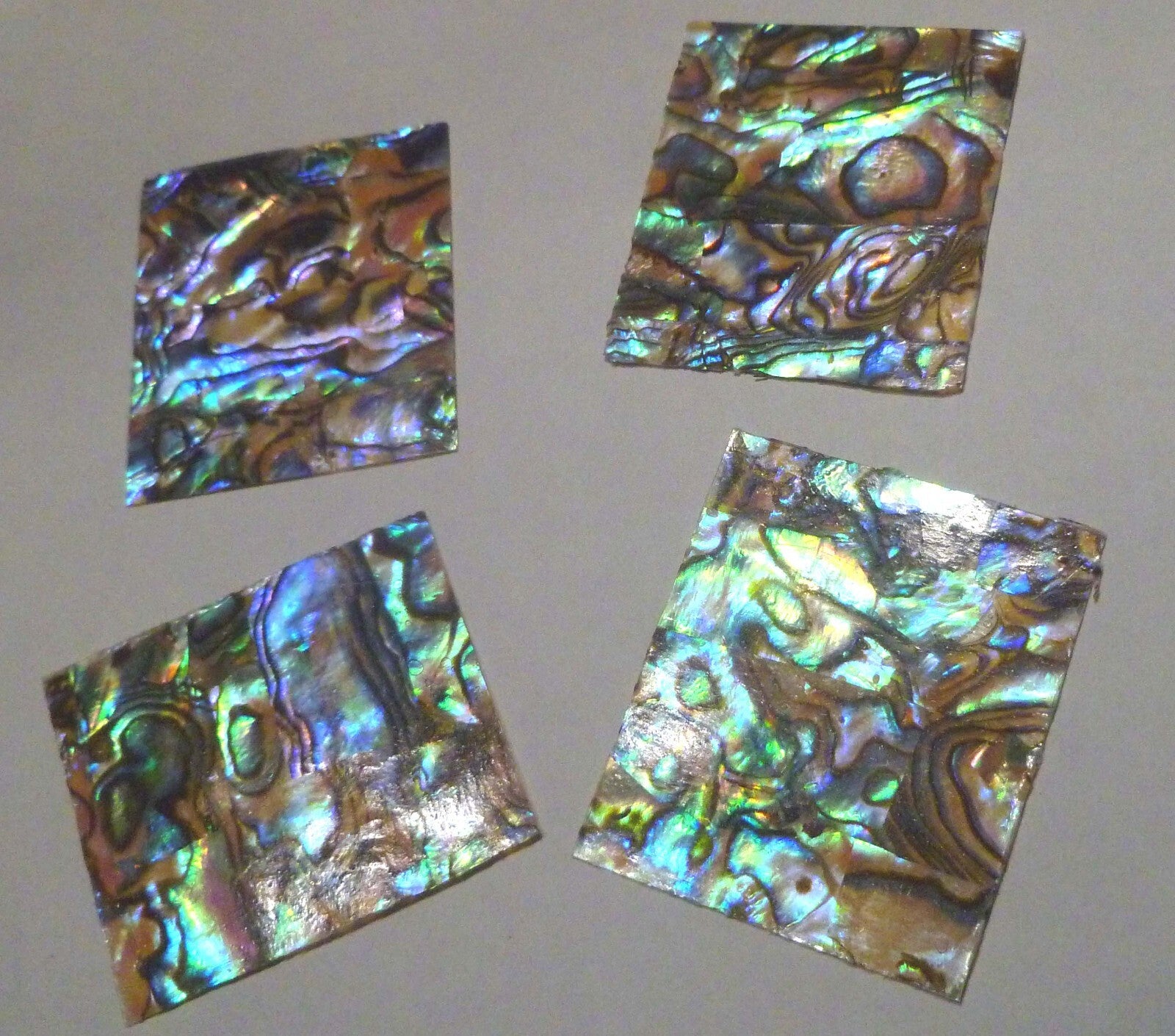Lot 4 Purple/Green/Blue Inlay Material Paua Abalone Shell Blanks DIY Sz 46x40mm