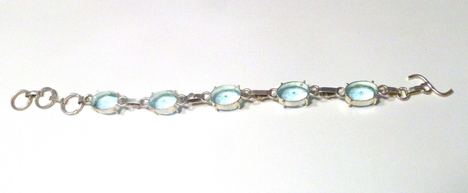 Minimalist BLUE TOPAZ bracelet Sterling Silver 925 7" inside