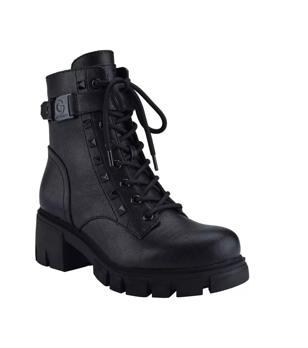GBG Los Angeles Women's Aiken Studded Lug Sole Combat Bootie Boots Spikes Sz6.5