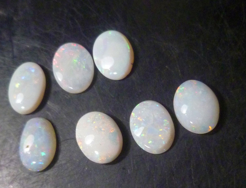 6x8 Lot of 7 Polished Australian White Opal Cabochons