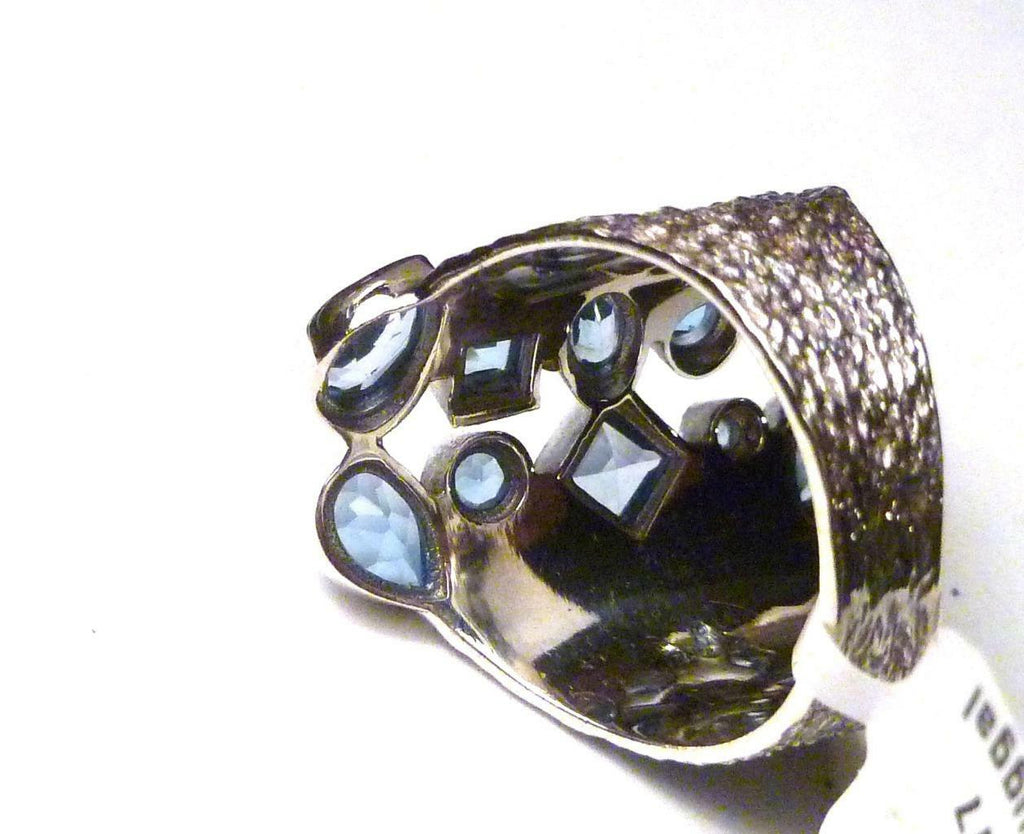 2.6 Carat Genuine SWISS BLUE TOPAZ .925 SILVER RING Sz7