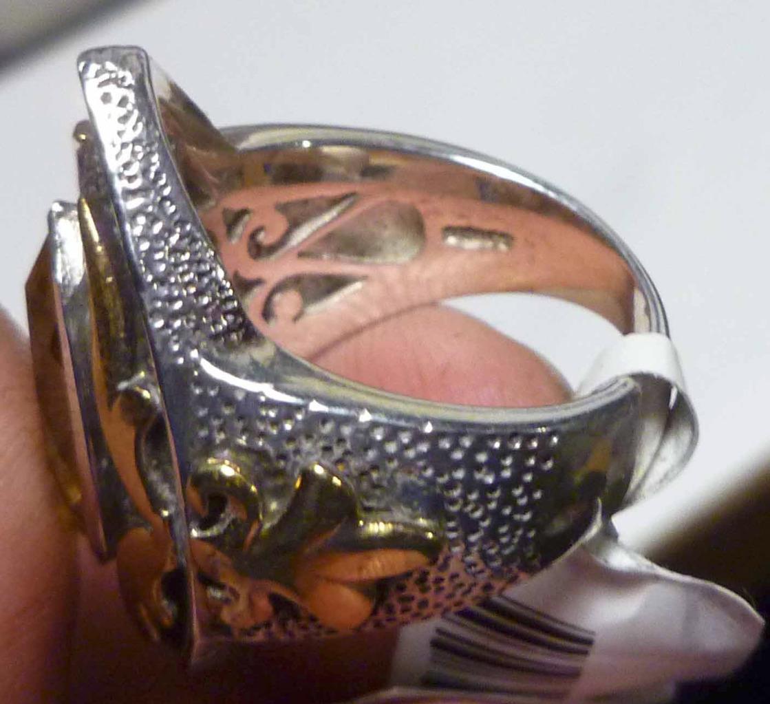 15x9mm Natural Citrine 5.77cts Sterling SILVER .925 10k Gold Accents RING Size 6