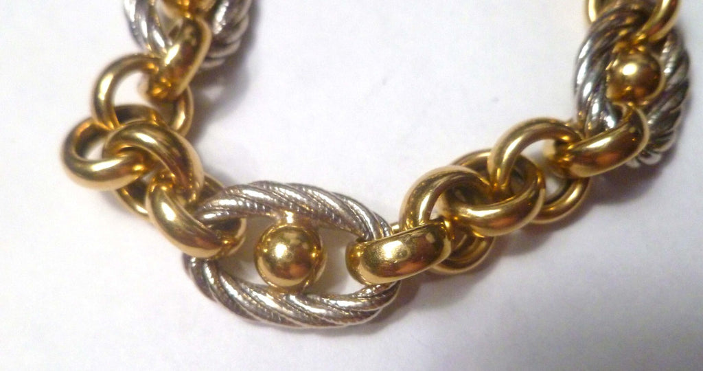 14k Yellow and White Gold Statement Bling Bracelet 22.37 grams 7.5" 16mm