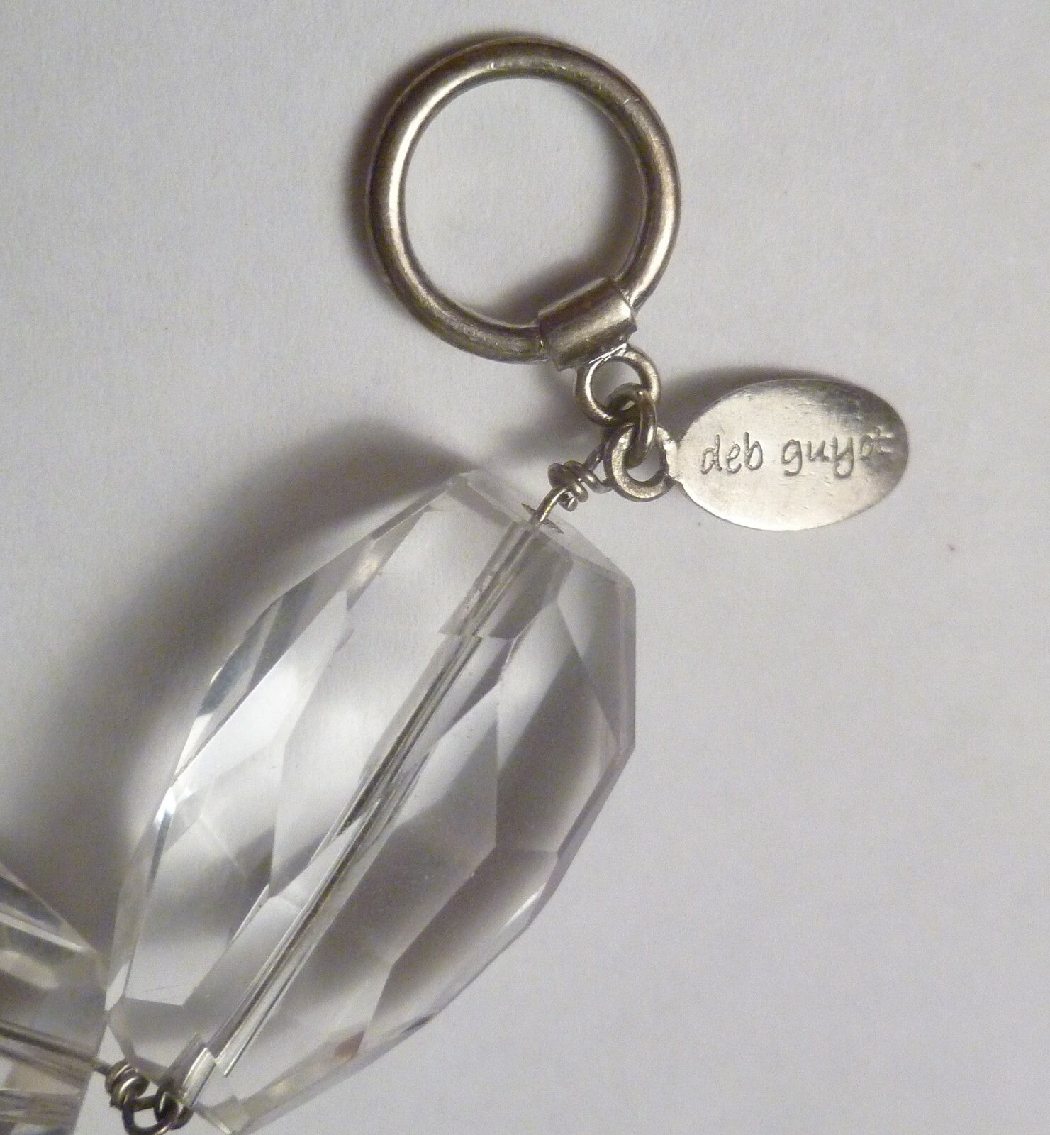 Minimalist Deb Guyot Sterling Silver Chunky Clear FACETED Quartz Bead Bracelet