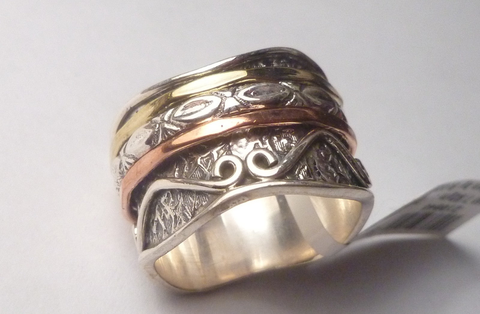 15mm wide Band Spinner Ring 925 Sterling Silver s9