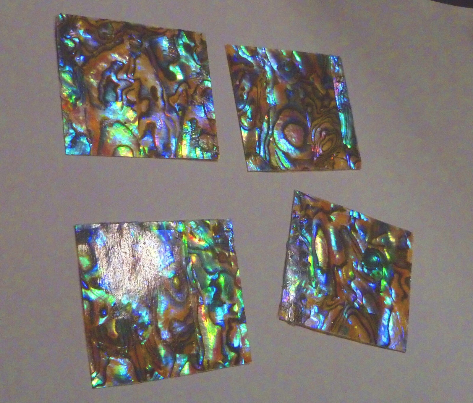 Lot 4 Purple/Green/Blue Inlay Material Paua Abalone Shell Blanks DIY Sz 46x40mm
