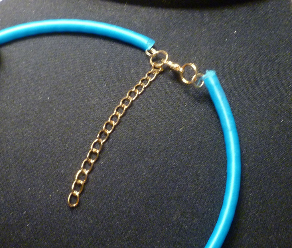 Choker Necklace Gold Ep. beads and chains Silk Wrapped Neckwire Lobster Clasp