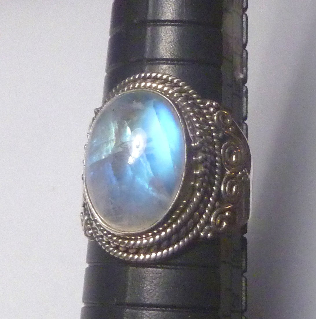 Rainbow Moonstone RING Sterling Silver .925 Size 8