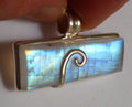 Minimalist Rainbow A+ MOONSTONE .925 Sterling Silver PENDANT 44mm