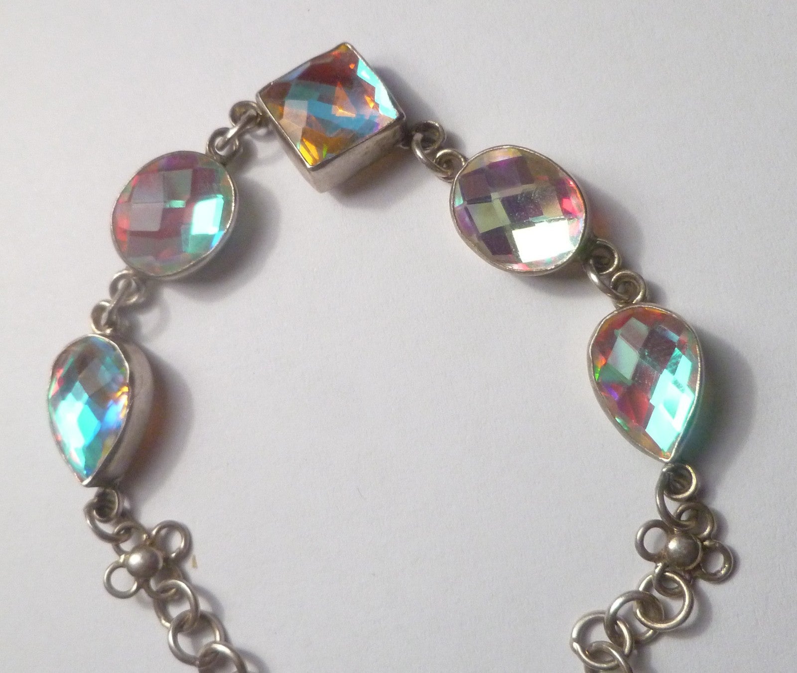 Minimalist BLUE TOPAZ bracelet Sterling Silver 925 7" inside