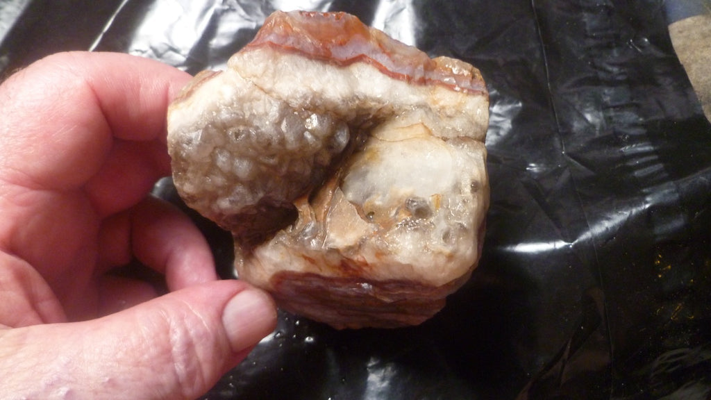 Baker Ranch Thunderegg Banded Agate Crystal Geode 485g Lapidary Rough Uncut