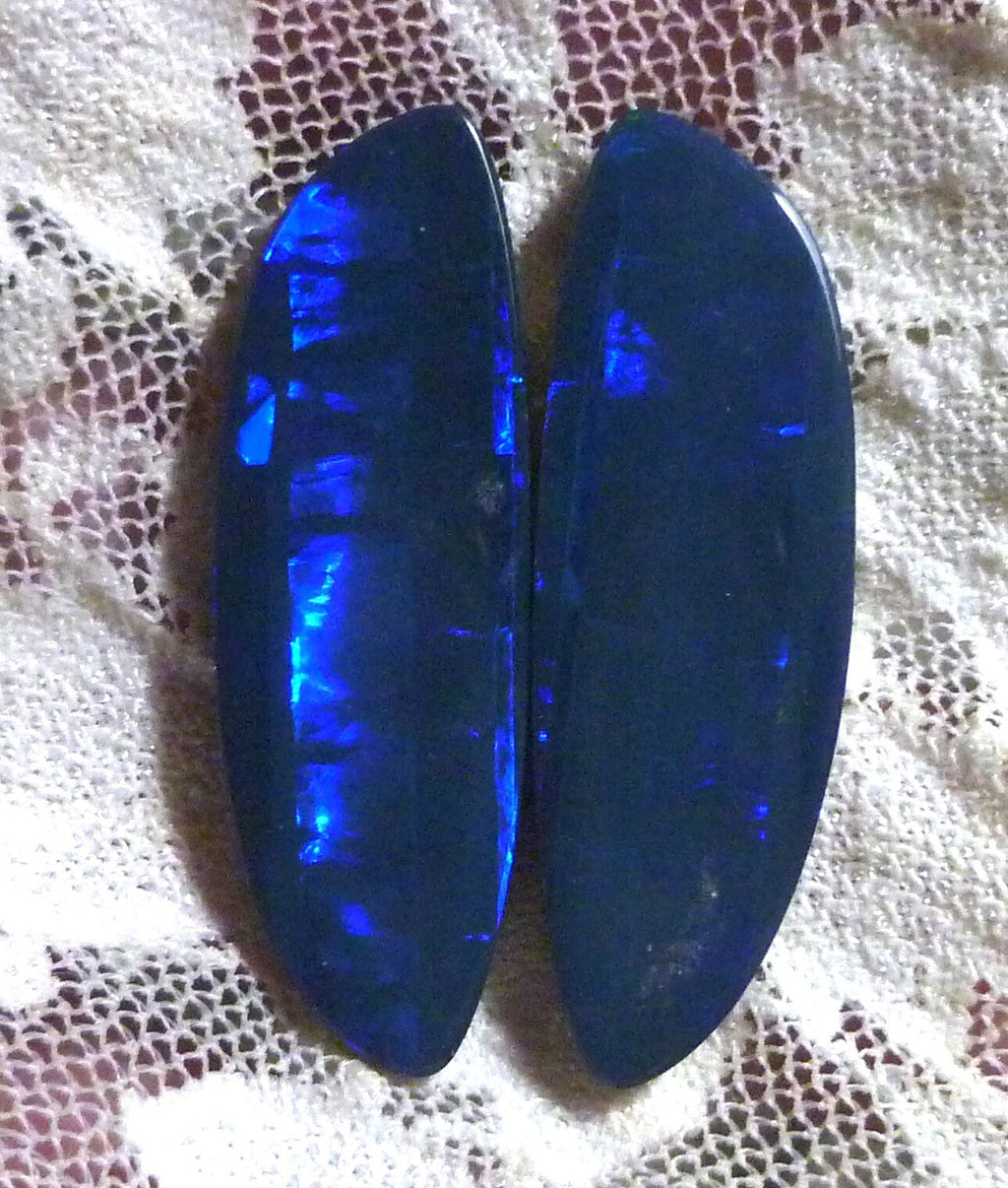 Australian BLACK Boulder Opal Pair 4Earrings 19.75ct Queensland Natural 33x11mm