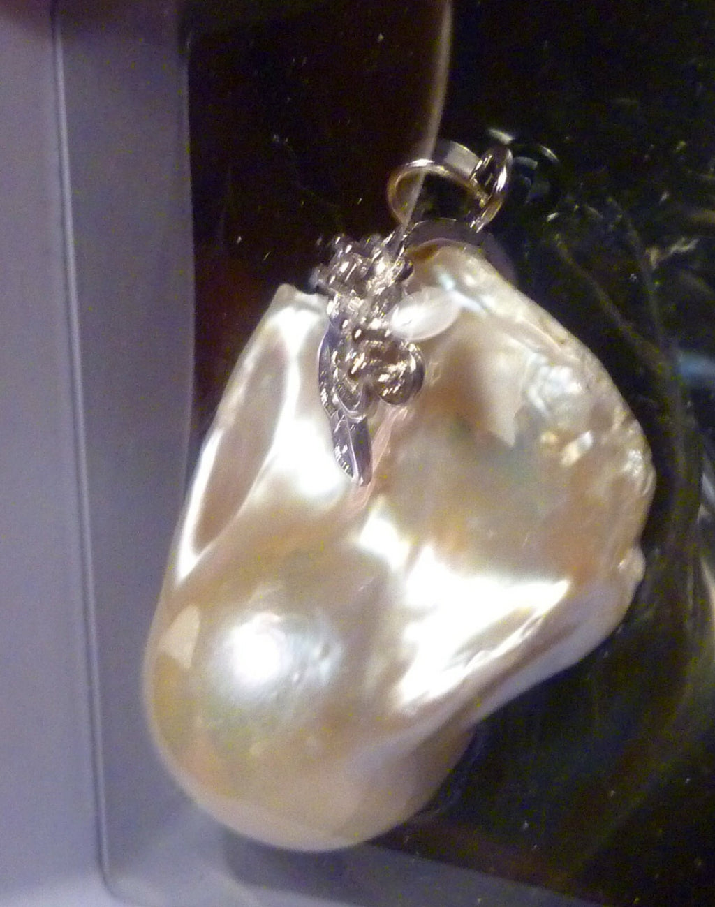 LARGE Metallic White Baroque Cultured Freshwater Pearl Enhancer Sterling Silver