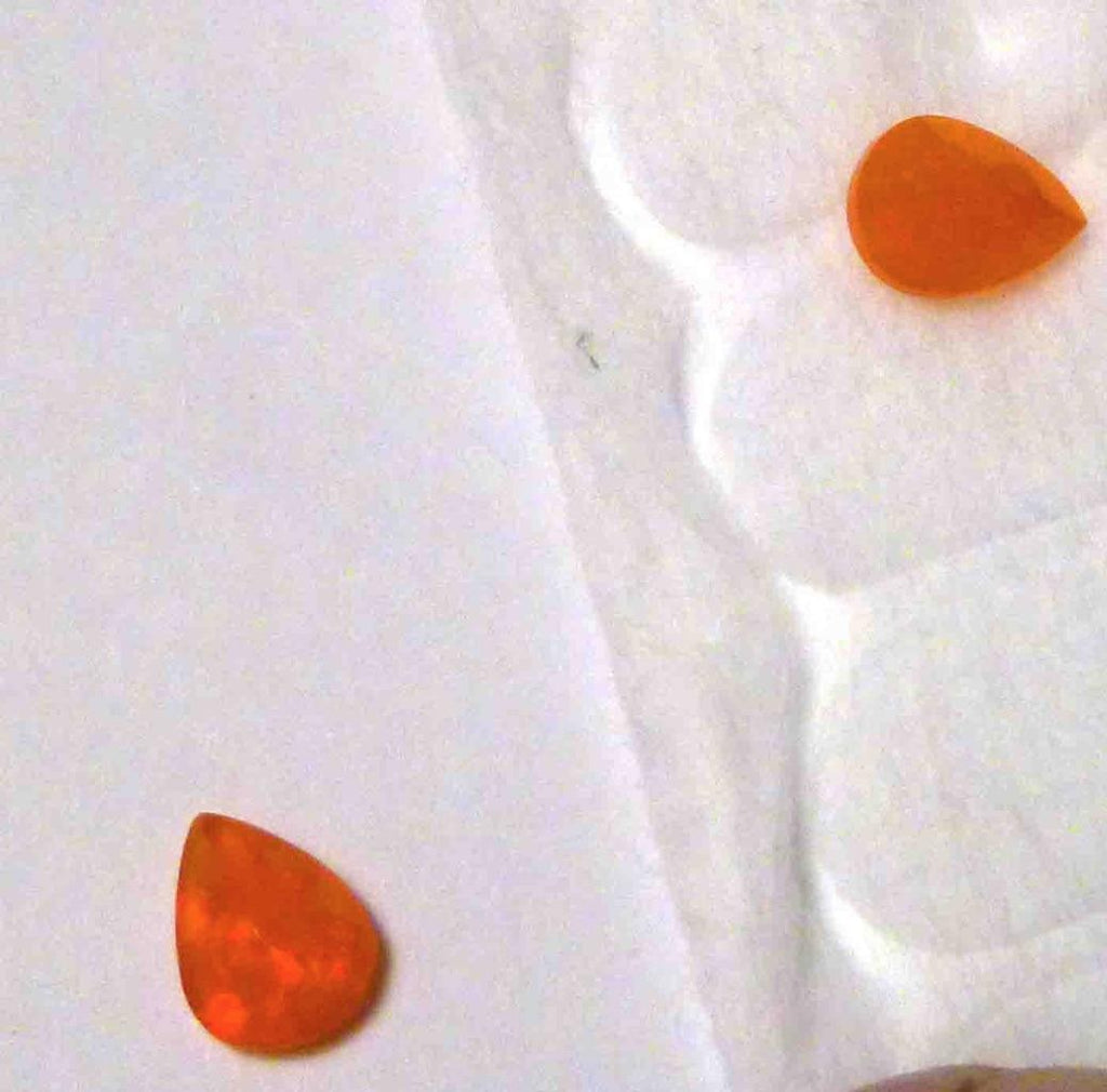 Pair 8x6mm Firey Sunset Opal Gemstone Faceted Ethiopian Ethiopia 1.03cts