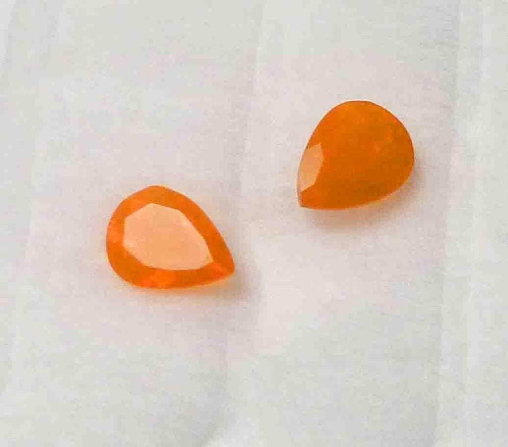Pair 8x6mm Firey Sunset Opal Gemstone Faceted Ethiopian Ethiopia 1.03cts
