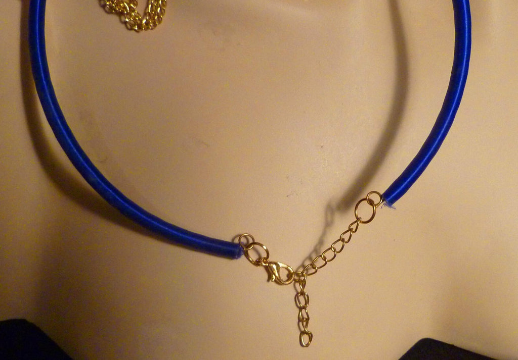 Choker Necklace Gold Ep. beads and chains Silk Wrapped Neckwire Lobster Clasp