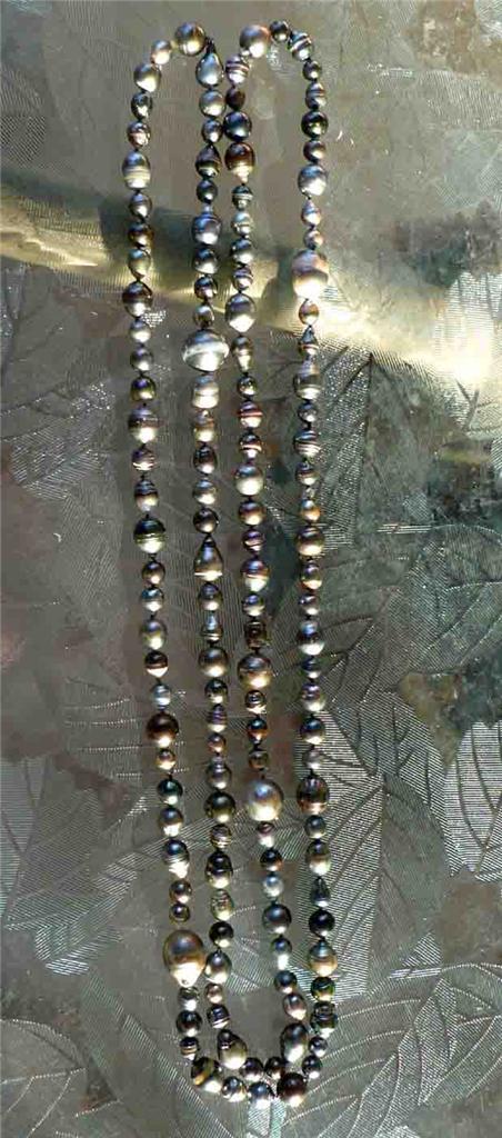 64" Strand of Large Black 140 Total! Tahitian Pearls 17 to 7 mm