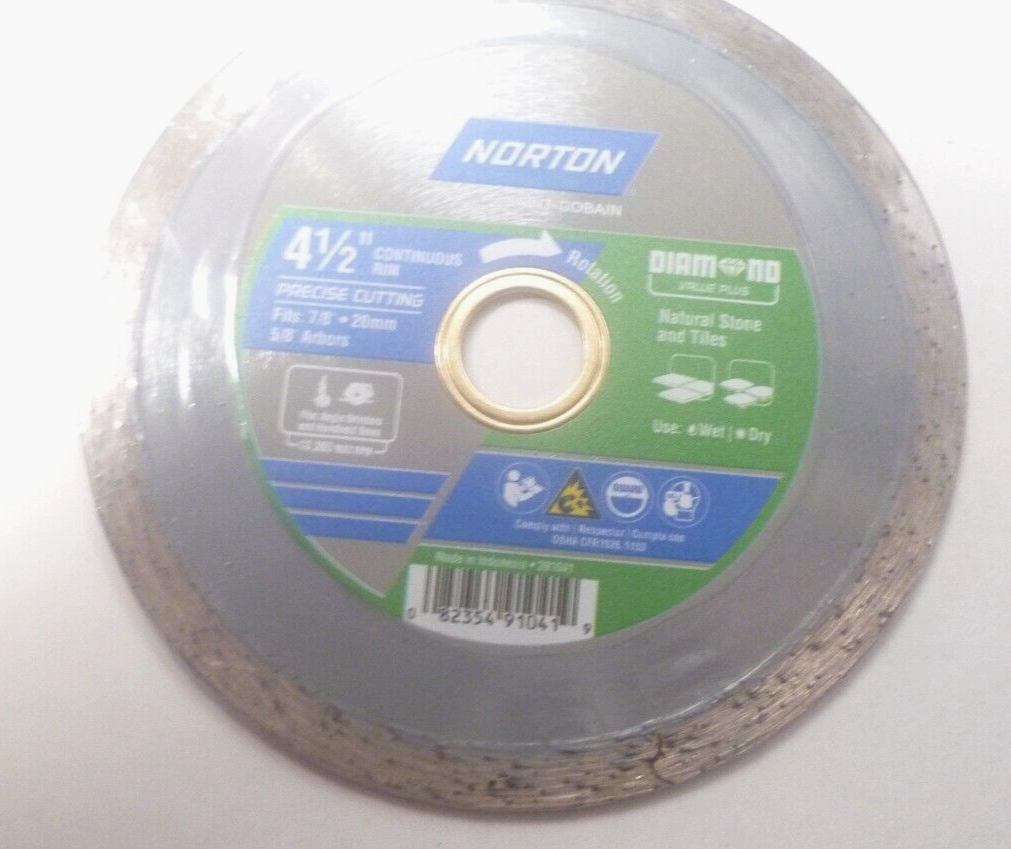 Norton 4 1/2” Diamond Blade NEW Tile Stone Wet or Dry