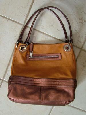 B Makowsky 2 Handle  Shopper Handbag Vachetta/Bronze